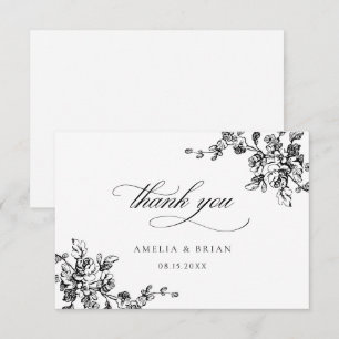 Bloemige Franse Vintage Elegante Trouwdag Bedankkaart