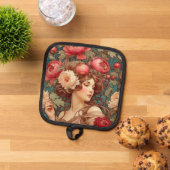 Bloemige Fruit Vrouw Pothouder Pannenlap (Top down)