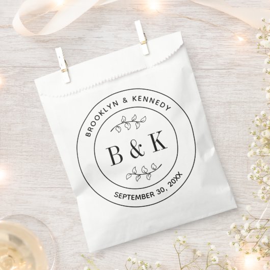 Bloemige Fun Monogram Trouw Koppel Naam Bedankzakje (Geknipt)