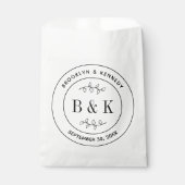 Bloemige Fun Monogram Trouw Koppel Naam Bedankzakje (Voorkant)