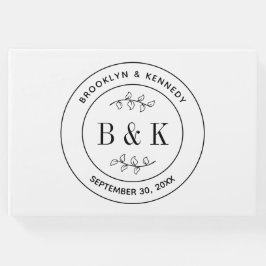 Bloemige Fun Monogram Trouw Koppel Naam Gastenboek