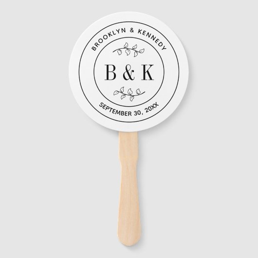 Bloemige Fun Monogram Trouw Koppel Naam Handwaaier (Achterkant)