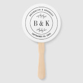 Bloemige Fun Monogram Trouw Koppel Naam Handwaaier (Voorkant)