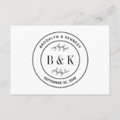 Bloemige Fun Monogram Trouw Koppel Naam Informatiekaartje (Achterkant)