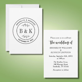 Bloemige Fun Monogram Trouw Koppel Naam Kaart