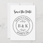 Bloemige Fun Monogram Trouw Koppel Naam Save The Date (Voorkant)