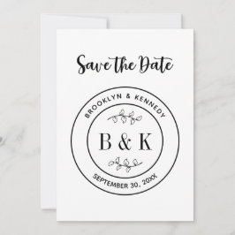Bloemige Fun Monogram Trouw Koppel Naam Save The Date