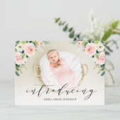 Bloemige geboorteaankondigingen voor babymeisjes kaart (Staand voorkant)