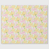 Bloemige Geel Roze Cadeaupapier (Vlak)