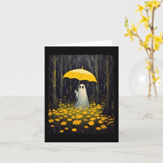 bloemige geest Halloween spook in het bos Kaart (Gele Bloem)