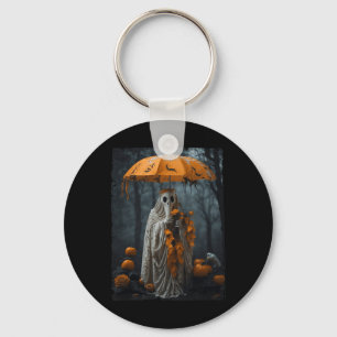 bloemige geest Halloween spook in het bos Sleutelhanger
