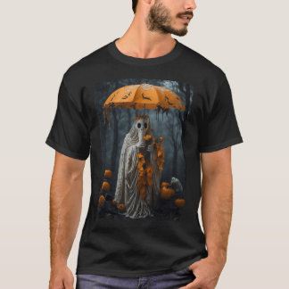  bloemige geest Halloween spook in het bos T-shirt