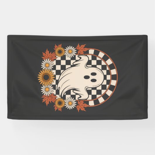 Bloemige Geest Herfst Boho Halloween Spandoek (Horizontaal)