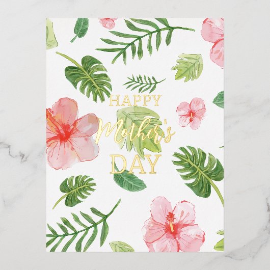 Bloemige Gefeliciteerd Mama Moederdag Folie Kaart (Voorkant)