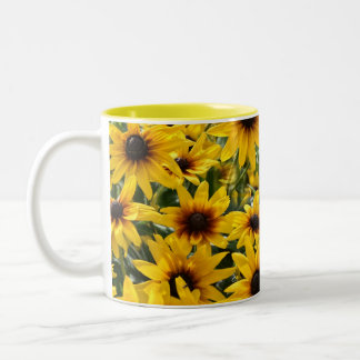 Bloemige Gele Bloemen Veld Twee Tinten Mok