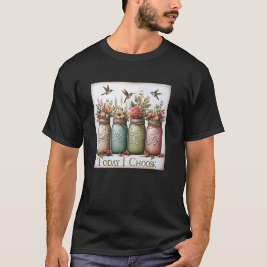 Bloemige geloof hoop liefde vreugde metselwerk pot t-shirt (Voorkant)