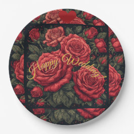 Bloemige "Gelukkig Huwelijk" Douane Papieren Borde Bordje