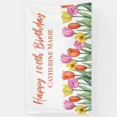 Bloemige Gelukkige 100e Verjaardag Spandoek (Verticaal)