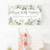 Bloemige Gelukkige 80e Verjaardag Spandoek (Insitu)