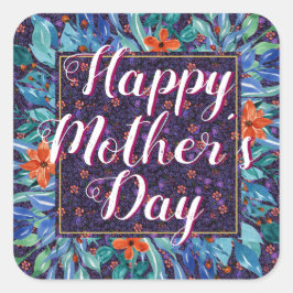 Bloemige Gelukkige Moederdag Elegante Boho Chic Aa Vierkante Sticker