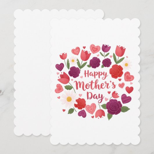 Bloemige Gelukkige Moederdag Feestdagenkaart (Voorkant / Achterkant)