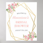 Bloemige geometrische blos roze bruiloft Welcome Poster (Voorkant)