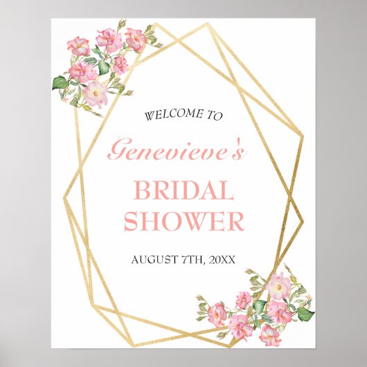 Bloemige geometrische blush roze bruiloft Welcome Poster (Voorkant)