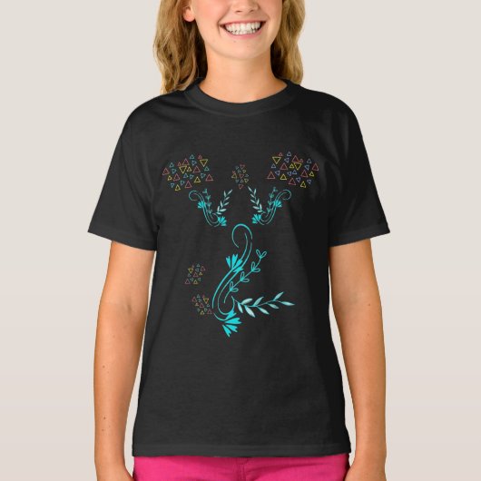Bloemige geometrische gradiënt meisjes basic T-shi T-shirt (Voorkant)