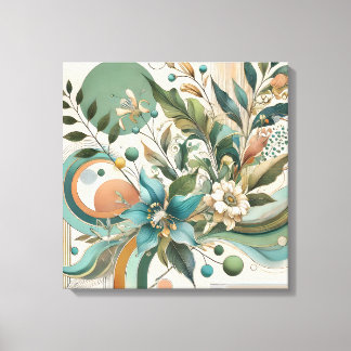 Bloemige Geometrische Harmonie Canvas Afdruk