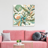 Bloemige Geometrische Harmonie Canvas Afdruk (Insitu (Woonkamer))