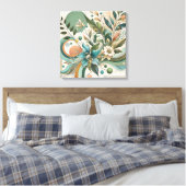 Bloemige Geometrische Harmonie Canvas Afdruk (Insitu (Slaapkamer))