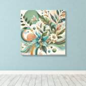Bloemige Geometrische Harmonie Canvas Afdruk (Insitu (Houten vloer))