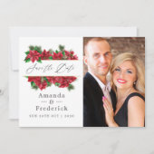 Bloemige geometrische kerst bruiloft save the date (Voorkant)