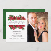 Bloemige geometrische kerst bruiloft save the date (Voorkant / Achterkant)