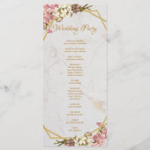 Bloemige Geometrische Marmer Gouden en Orchideeën  Programmakaart (Achterkant)