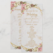 Bloemige Geometrische Marmer Gouden en Orchideeën  Programmakaart (Voorkant / Achterkant)