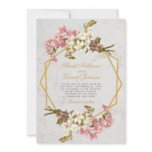 Bloemige Geometrische Marmer Gouden Roze Orchideeë