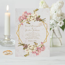 Bloemige Geometrische Marmeren Gouden en Bloemen B Kaart