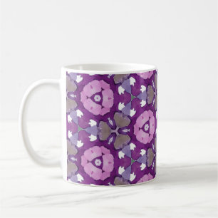 Bloemige geometrische paarse en roze aquarel koffiemok