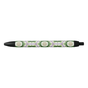 Bloemige geometrische pen – paarse en groene aquar