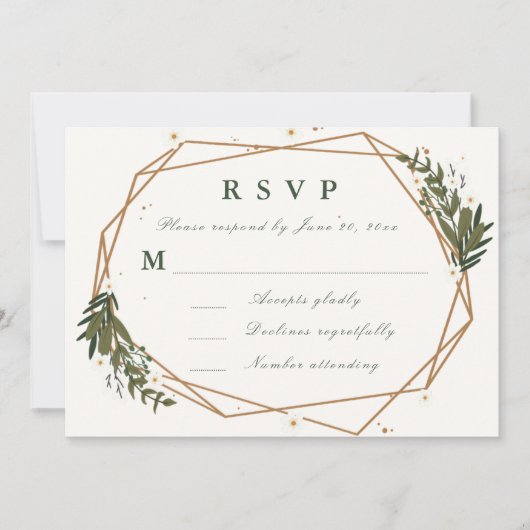 bloemige geometrische RSVP kaart (Voorkant)