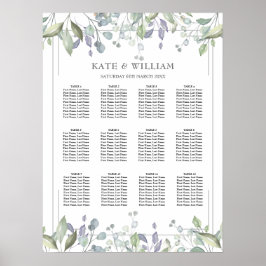 Bloemige Geometrische Trouw Stoelenkaart Poster