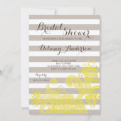 bloemige gestreepte bruidsdoucheuitnodigingen kaart (Voorkant)