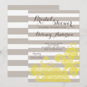 bloemige gestreepte bruidsdoucheuitnodigingen kaart (Voorkant / Achterkant)