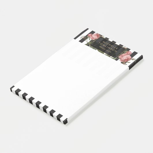  bloemige gestreepte gepersonaliseerde post-it not post-it® notes (Schuin)