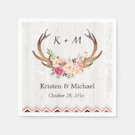 Bloemige Geweide Boho Decor Rustieke Witte Houten  Servetten