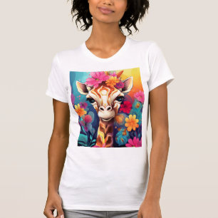 Bloemige Giraffe Portret-9320 T-shirt