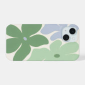 bloemige glanzende telefoonhoes iPhone 15 case (Achterkant horizontaal)