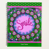  bloemige glimlach vrolijke groene paarse kunst planner (Voorkant)