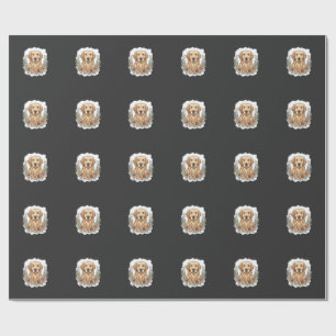 Bloemige Golden Retriever Sublimatie Cadeaupapier